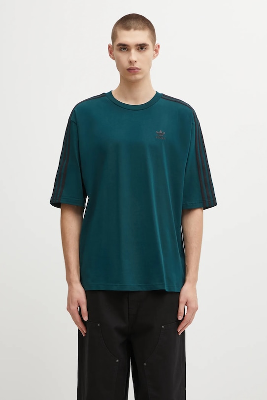 Βαμβακερό μπλουζάκι adidas Originals Oversize Tee χαλαρό πράσινο JY1396