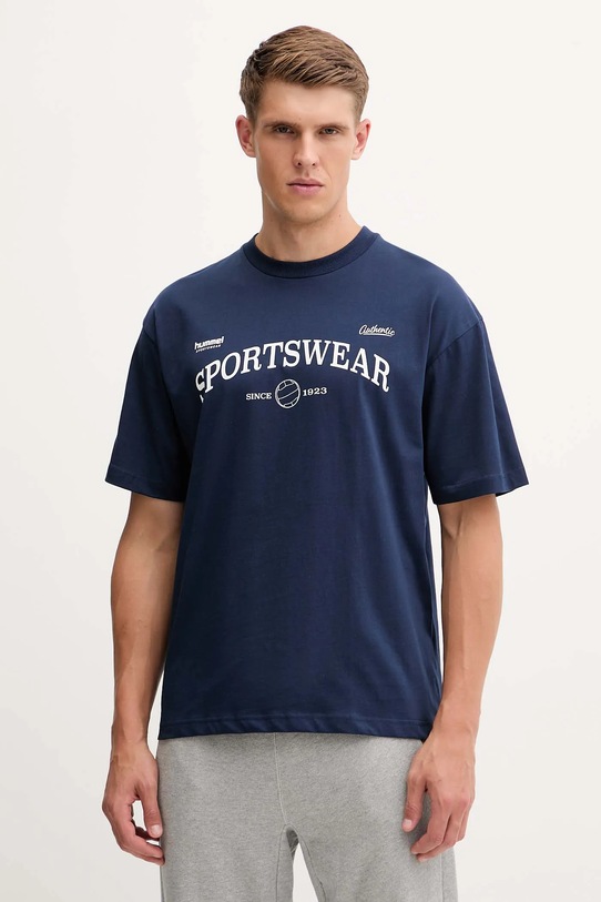 Hummel t-shirt bawełniany nadruk niebieski 229841