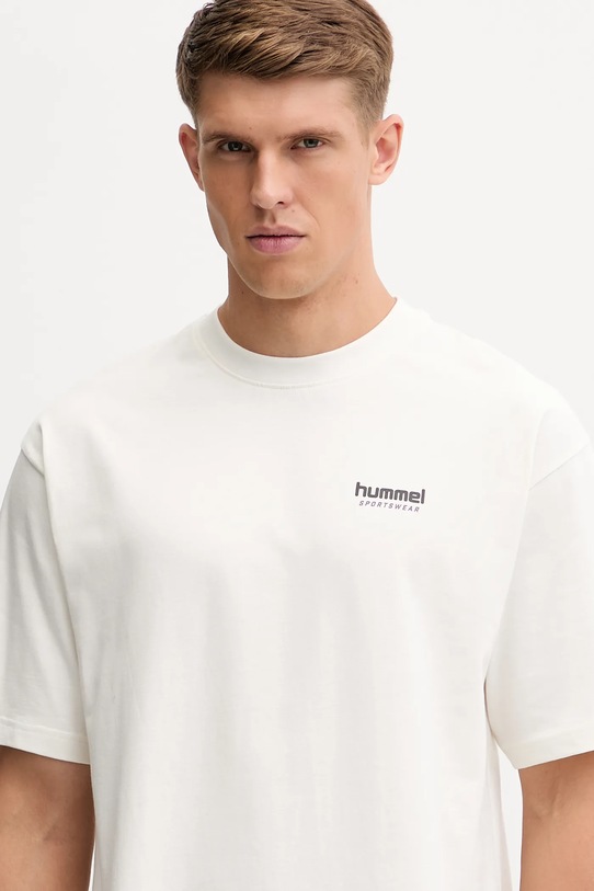 Hummel t-shirt bawełniany beżowy 230025