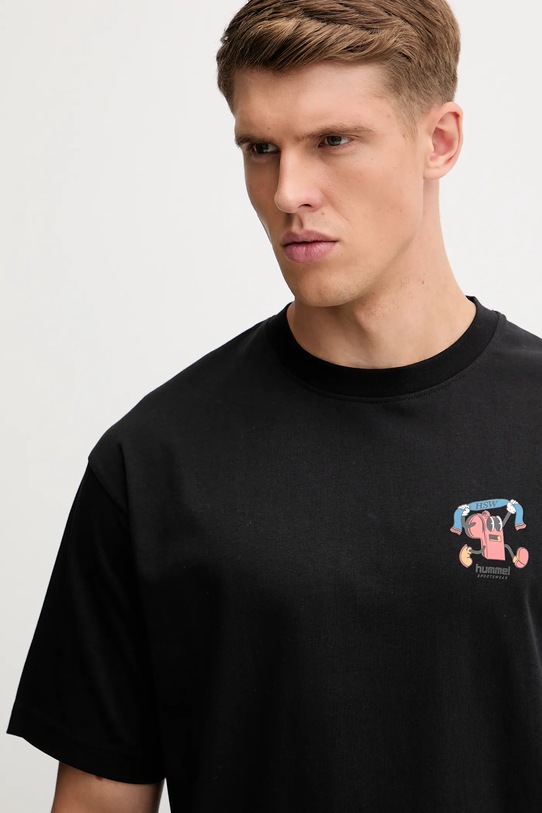 Hummel t-shirt bawełniany czarny 230025