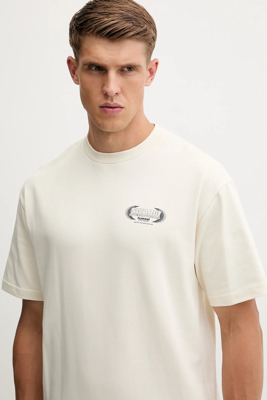 Hummel t-shirt bawełniany beżowy 230029
