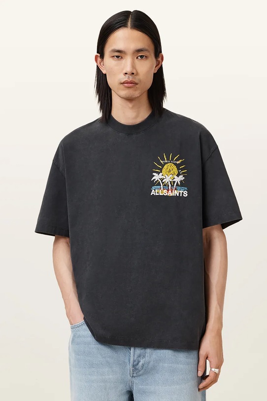 AllSaints t-shirt COVE okrągły czarny M061PC