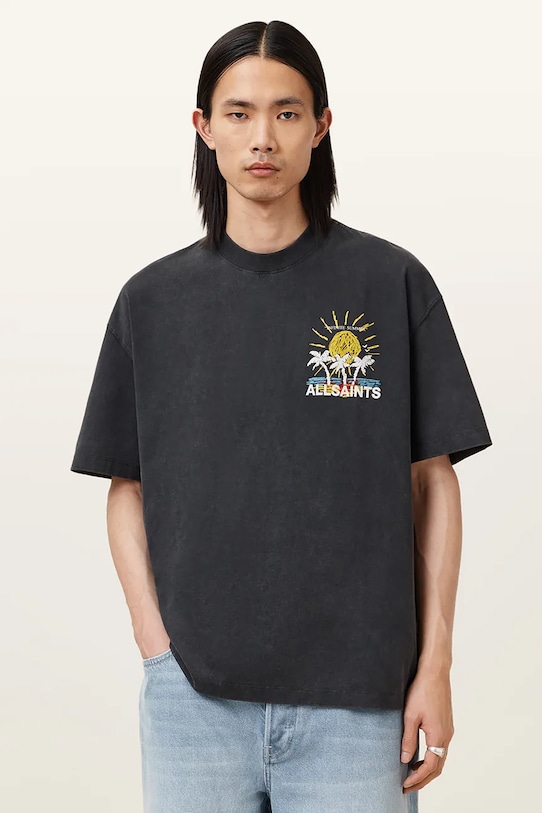 AllSaints t-shirt COVE okrągły czarny M061PC