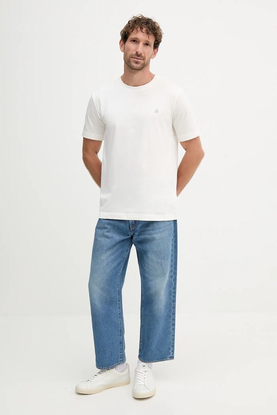 Βαμβακερό μπλουζάκι Marc O'Polo 526201251054 μπεζ AW25