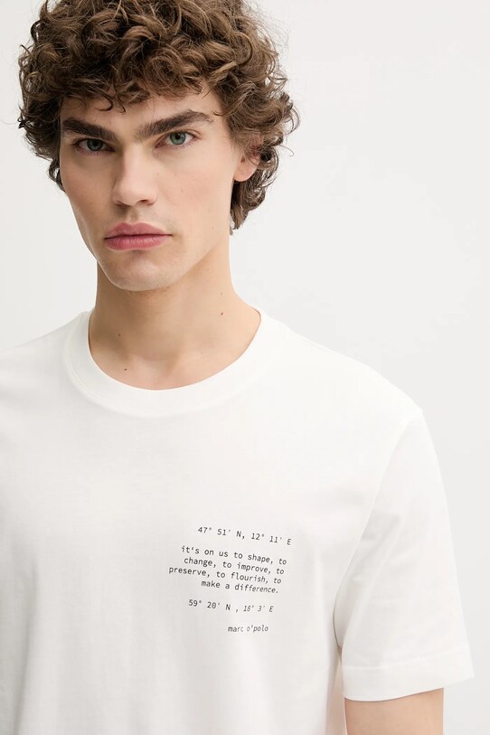Marc O'Polo t-shirt bawełniany beżowy 526201251138