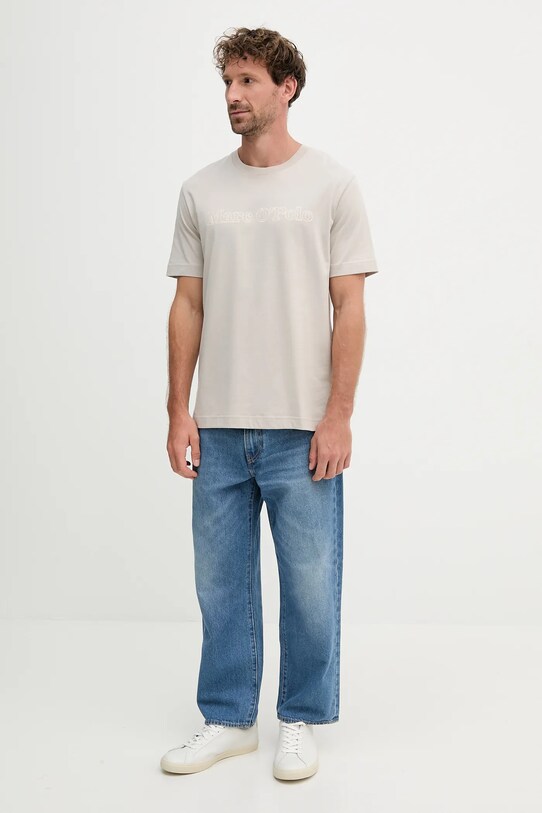 Βαμβακερό μπλουζάκι Marc O'Polo 526201251154 μπεζ AW25