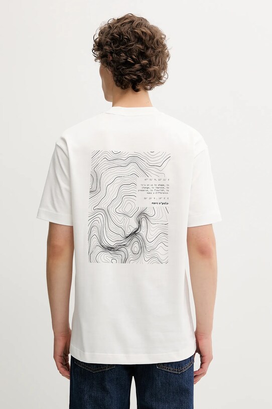 Marc O'Polo t-shirt bawełniany nadruk beżowy 526206451158