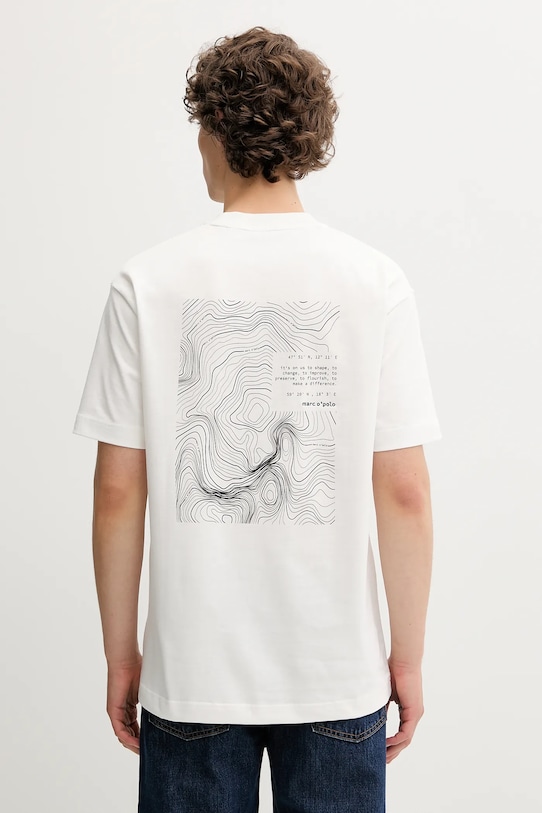 Bavlněné tričko Marc O'Polo nášivka béžová 526206451158