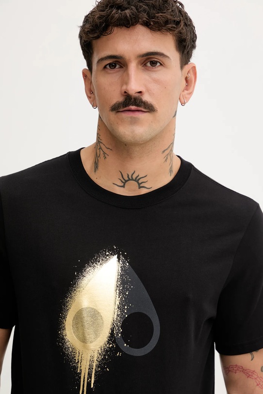 Βαμβακερό μπλουζάκι MOOSE KNUCKLES Augstine μαύρο M34MT705G