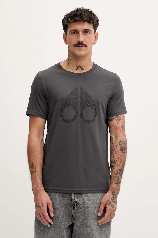 MOOSE KNUCKLES t-shirt in cotone Chamblee sovrastampa grigio M35MT751