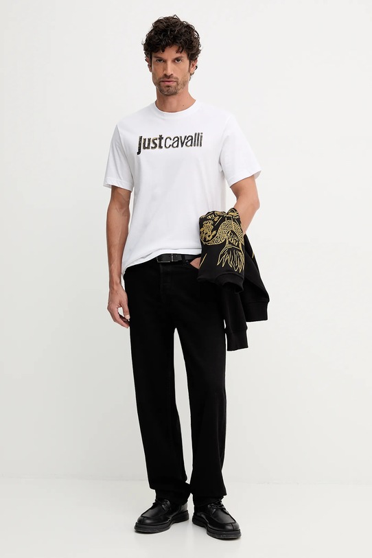 Bavlněné tričko Just Cavalli 79OAHT16.CJ500 bílá AW25