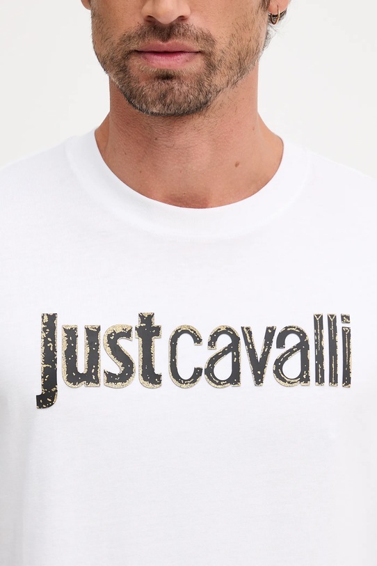 Bavlněné tričko Just Cavalli 79OAHT16.CJ500 bílá