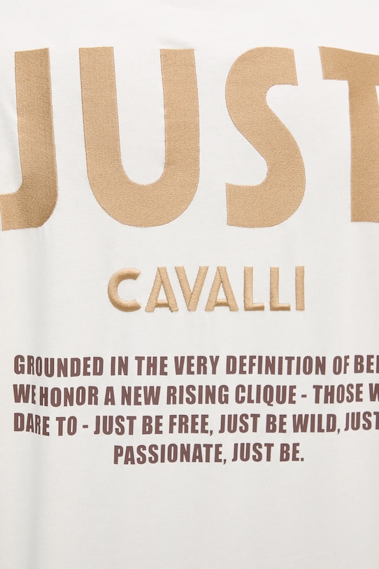Just Cavalli t-shirt bawełniany 79OAHT17.CJ518 beżowy
