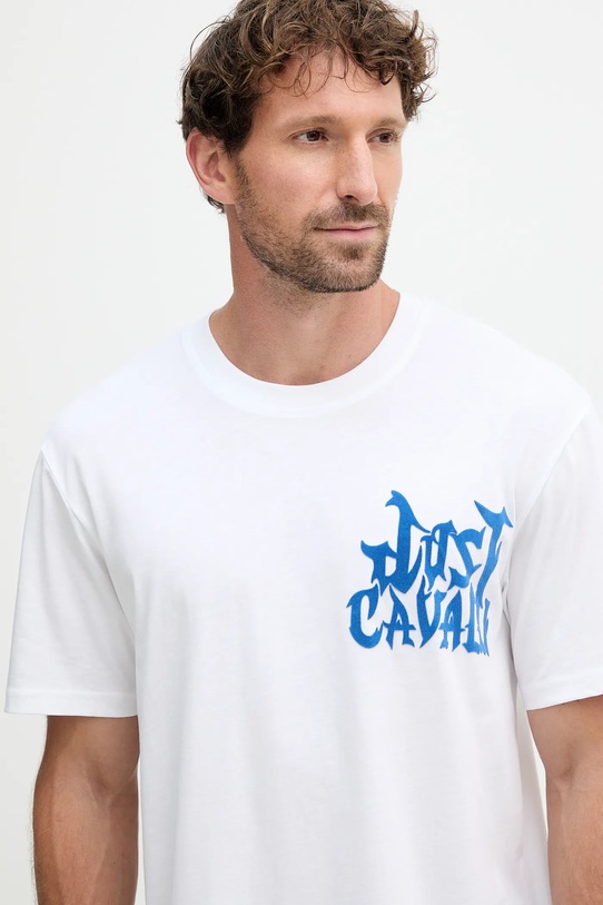 Just Cavalli t-shirt bawełniany biały 79OAHE13.CJ110