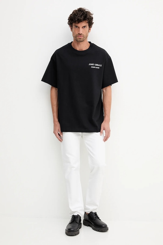 Just Cavalli tricou din bumbac 79OAHE14.CJ118 negru AW25