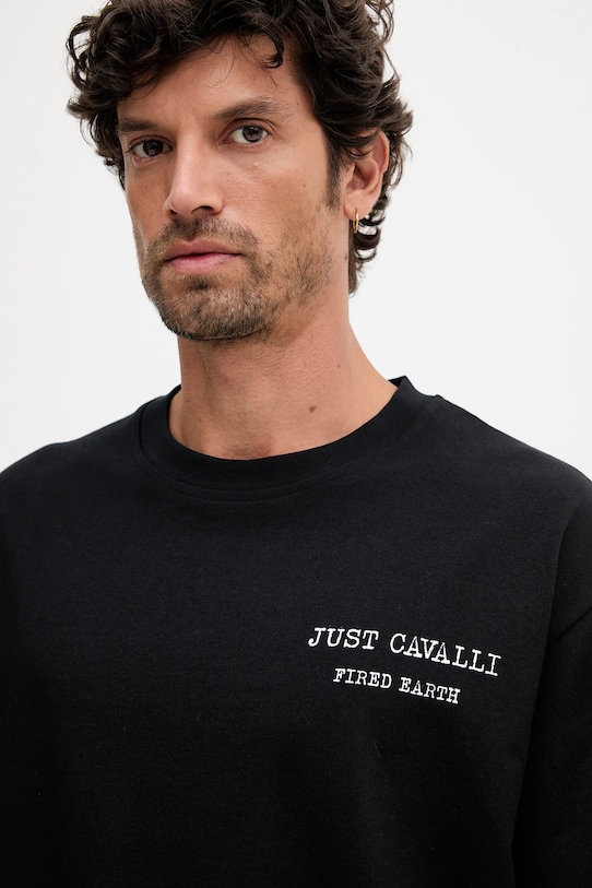 Just Cavalli tricou din bumbac negru 79OAHE14.CJ118