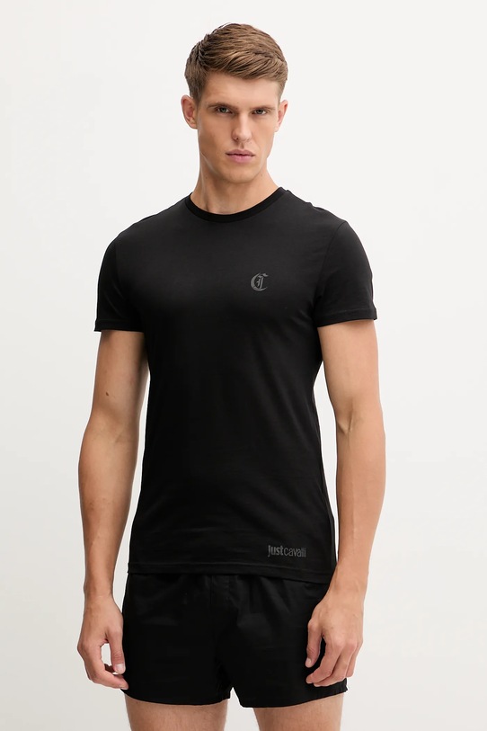 Just Cavalli t-shirt bawełniany 2-pack bawełna czarny 79OAJU03.CJUT1