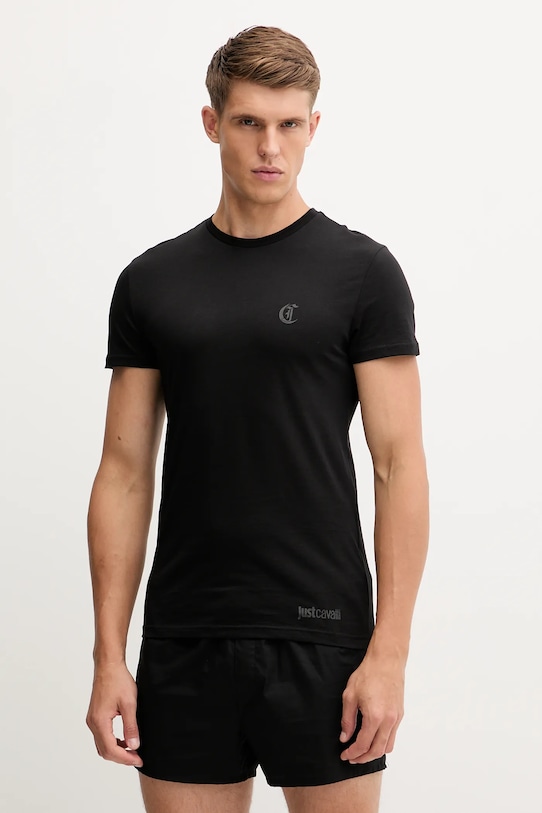 Бавовняна футболка Just Cavalli 2-pack бавовна чорний 79OAJU03.CJUT1