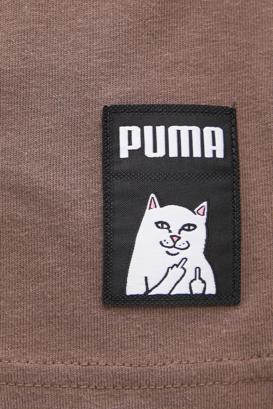 Βαμβακερό μπλουζάκι Puma PUMA x RIPNDIP 633779 καφέ