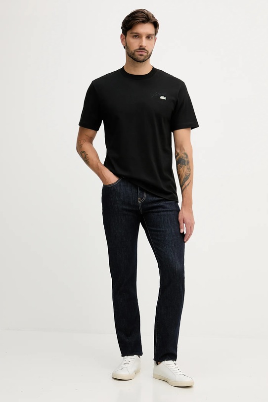 Lacoste t-shirt bawełniany TH5492 czarny AW25