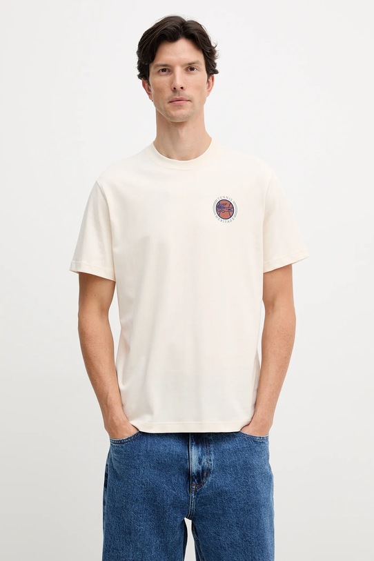 Oblečenie Bavlnené tričko Lacoste TH5903 béžová