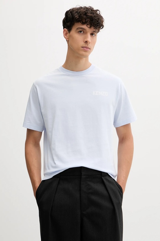 Βαμβακερό μπλουζάκι Kenzo FF65TS2564SG μπλε AW25