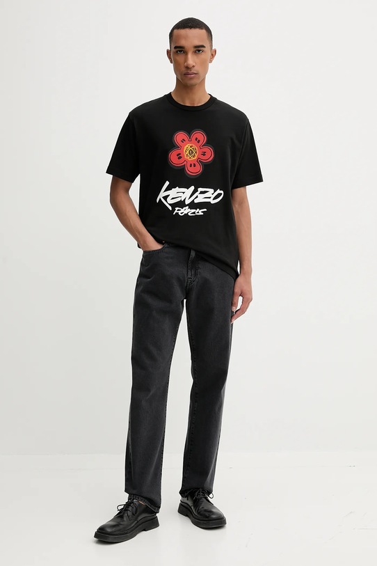 Βαμβακερό μπλουζάκι Kenzo FF65TS2654SG μαύρο AW25