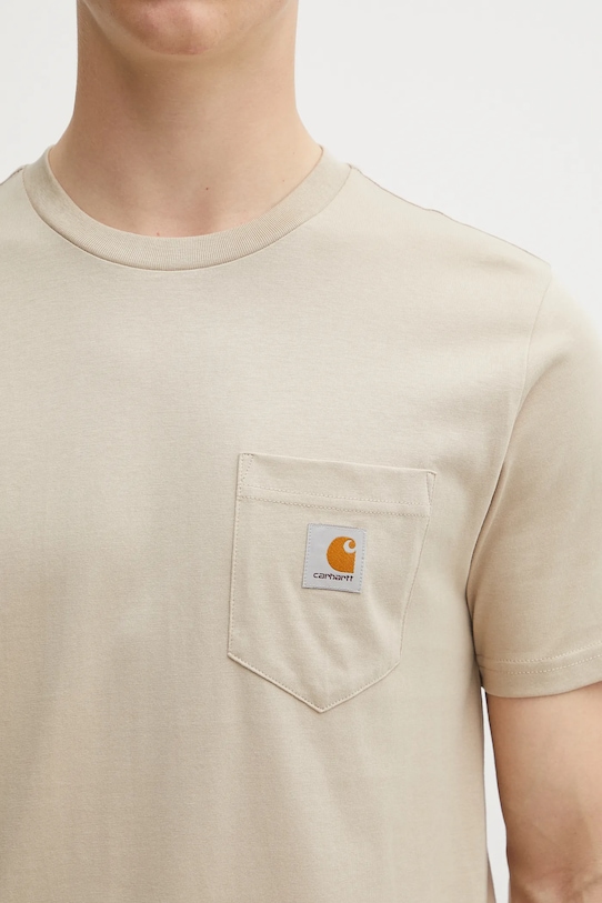 Памучна тениска Carhartt WIP S/S Pocket бежов I030434.G1XX