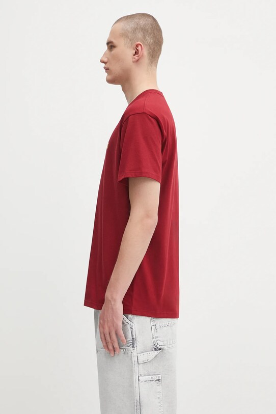 Bavlněné tričko Carhartt WIP S/S Chase I026391.30QXX burgundské AW25