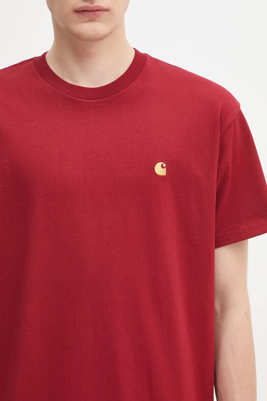 Bavlněné tričko Carhartt WIP S/S Chase burgundské I026391.30QXX