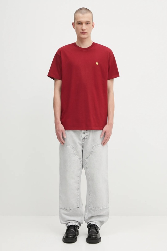 Carhartt WIP cotton t-shirt S/S Chase I026391.30QXX maroon