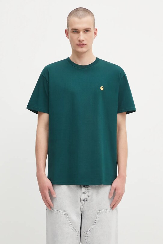 Carhartt WIP t-shirt bawełniany S/S Chase bawełna zielony I026391.30YXX