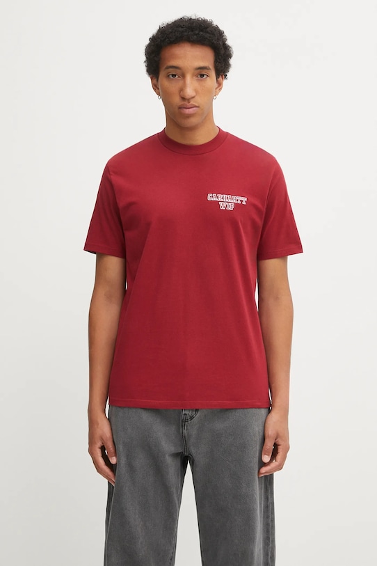 Carhartt WIP t-shirt bawełniany S/S Alumni bawełna bordowy I035207.H8XX