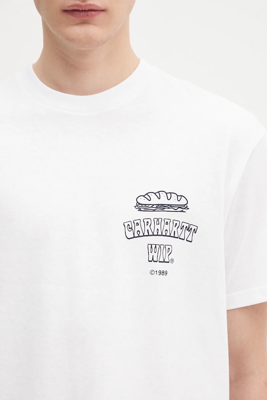 Памучна тениска Carhartt WIP S/S Sandwich бял I035230.02XX