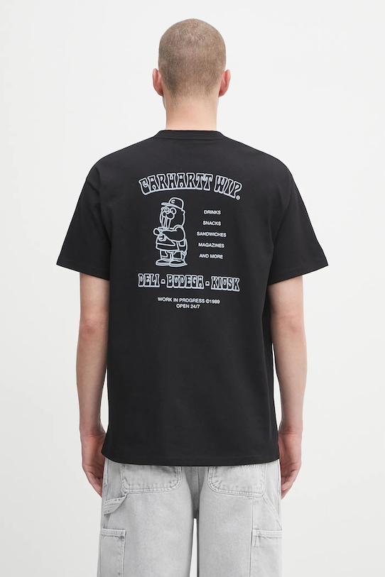 Памучна тениска Carhartt WIP S/S Sandwich свободна черен I035230.89XX