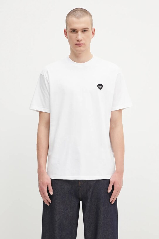 Odzież Carhartt WIP t-shirt bawełniany S/S Heart II Hartt I035203.02XX biały