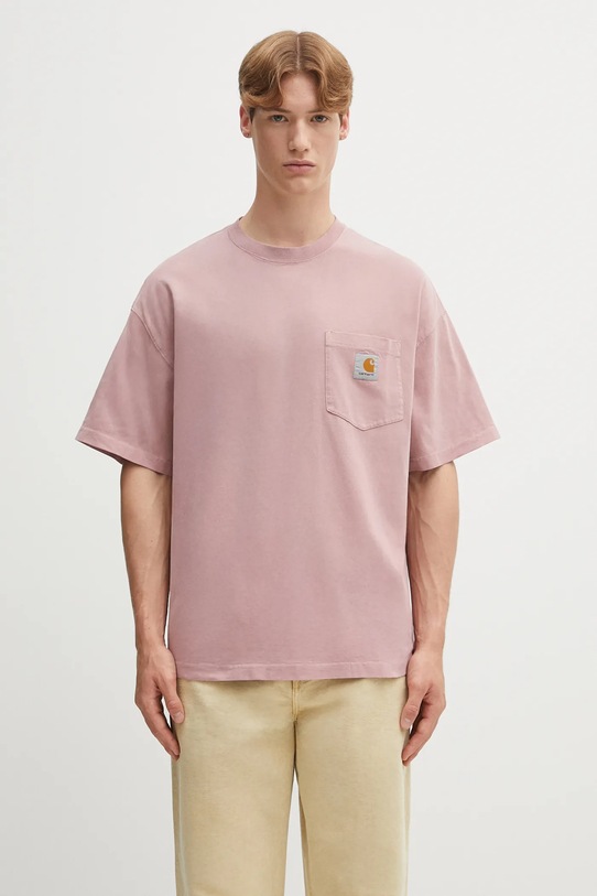 Carhartt WIP cotton t-shirt S/S Hudson Pocket relaxed pink I035140.1XF5F