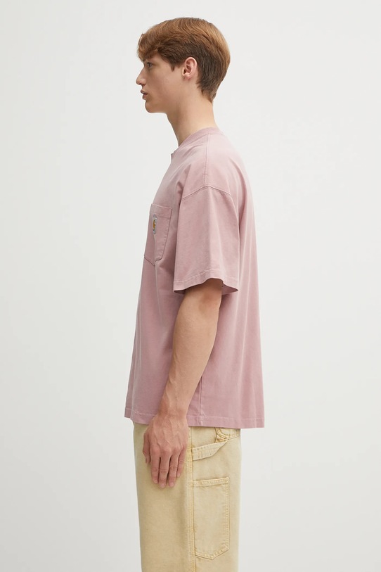 Carhartt WIP cotton t-shirt S/S Hudson Pocket I035140.1XF5F pink AW25
