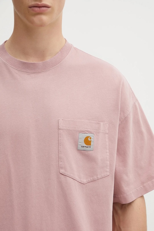 Carhartt WIP cotton t-shirt S/S Hudson Pocket pink I035140.1XF5F