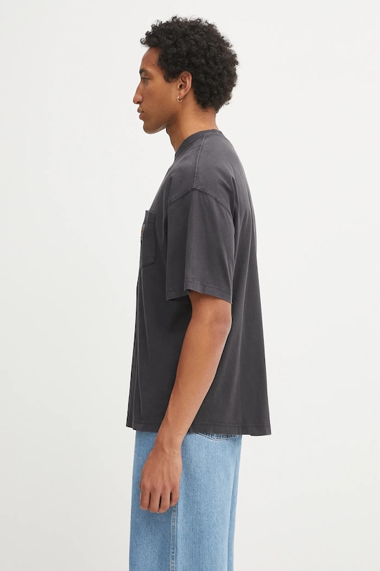 Carhartt WIP t-shirt bawełniany S/S Hudson Pocket I035140.895F czarny AW25