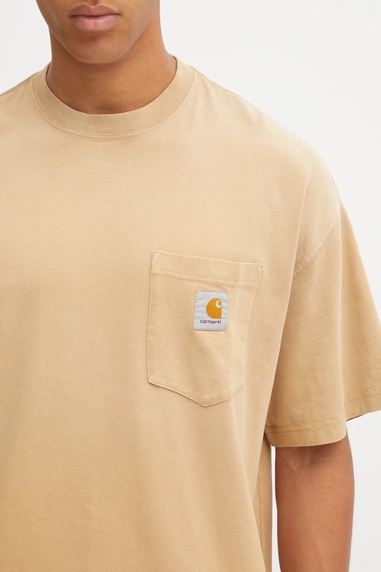 Carhartt WIP t-shirt bawełniany S/S Hudson Pocket brązowy I035140.07E5F