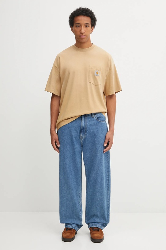 Carhartt WIP t-shirt bawełniany S/S Hudson Pocket I035140.07E5F brązowy