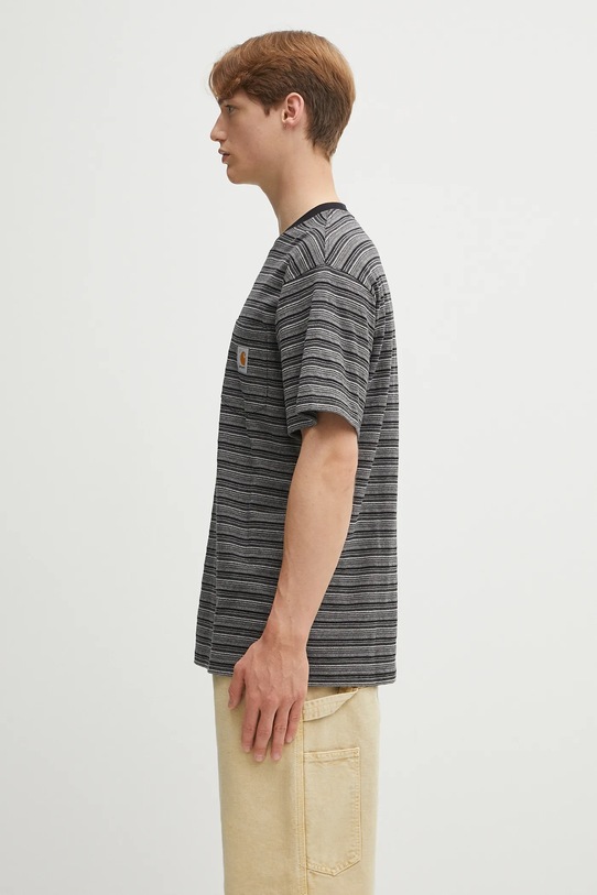 Carhartt WIP t-shirt bawełniany S/S Gellar Pocket I035141.30HXX szary AW25