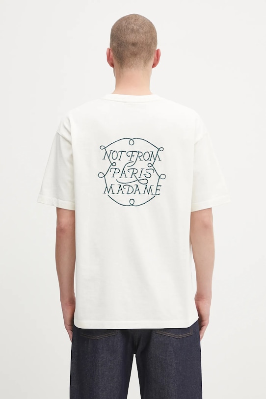 Drôle de Monsieur cotton t-shirt Le Tshirt Slogan Tresses regular beige H.TS259.CO134