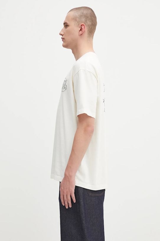 Drôle de Monsieur cotton t-shirt Le Tshirt Slogan Tresses H.TS259.CO134 beige AW25