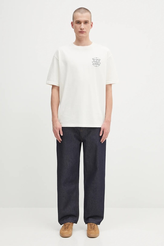 Drôle de Monsieur cotton t-shirt Le Tshirt Slogan Tresses H.TS259.CO134 beige