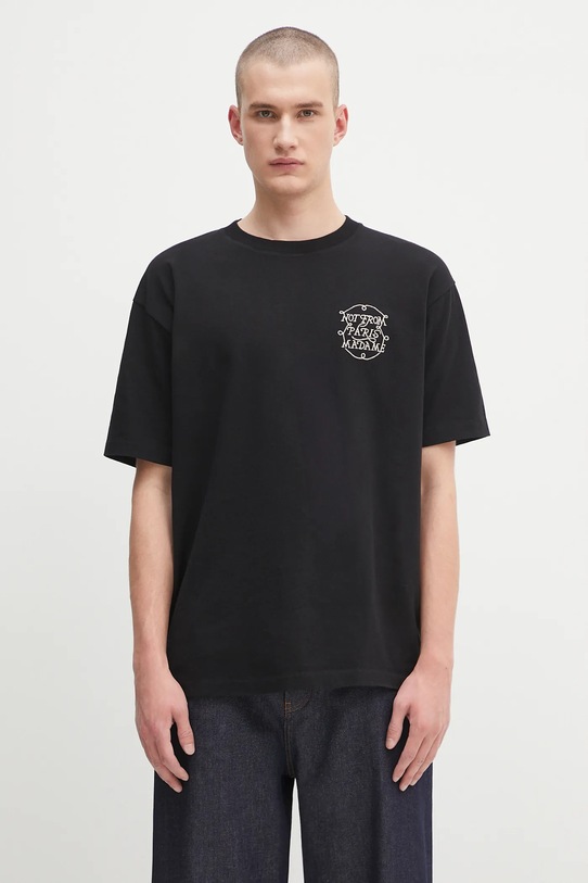 Бавовняна футболка Drôle de Monsieur Le Tshirt Slogan Tresses regular чорний H.TS259.CO134