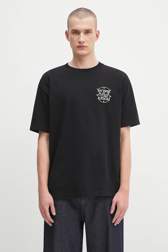 Бавовняна футболка Drôle de Monsieur Le Tshirt Slogan Tresses regular чорний H.TS259.CO134