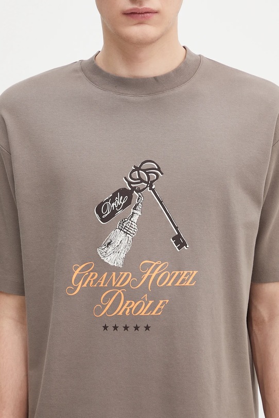 Бавовняна футболка Drôle de Monsieur Le Tshirt Grand HUtel коричневий H.TS261.CO002