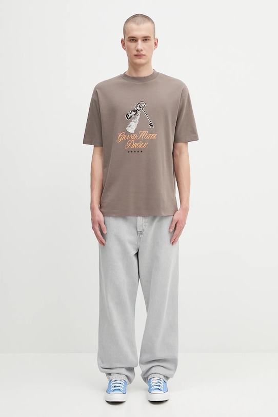 Памучна тениска Drôle de Monsieur Le Tshirt Grand HUtel H.TS261.CO002 кафяв